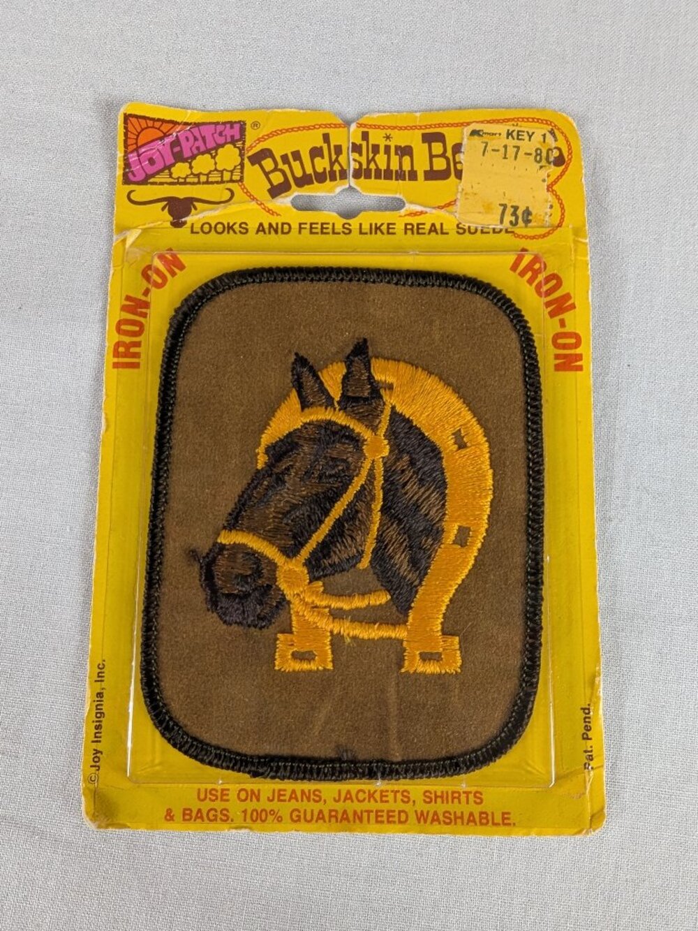 Vintage Buckskin Beauties Brown Horse Head Horseshoe Embroidered Iron On NEW